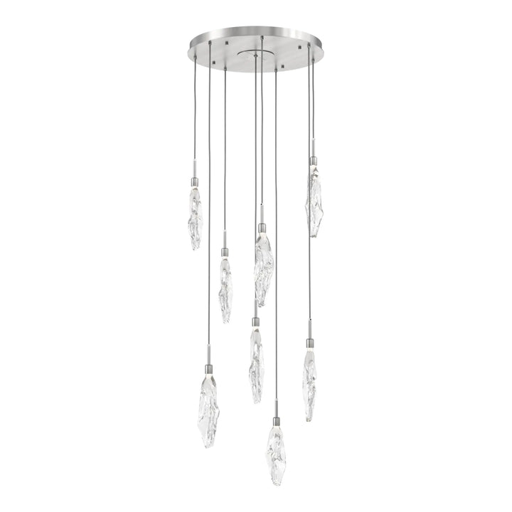 Icefall Round Pendant Chandelier by Hammerton Studio 8 Lights in Satin Nickel with Clear glass