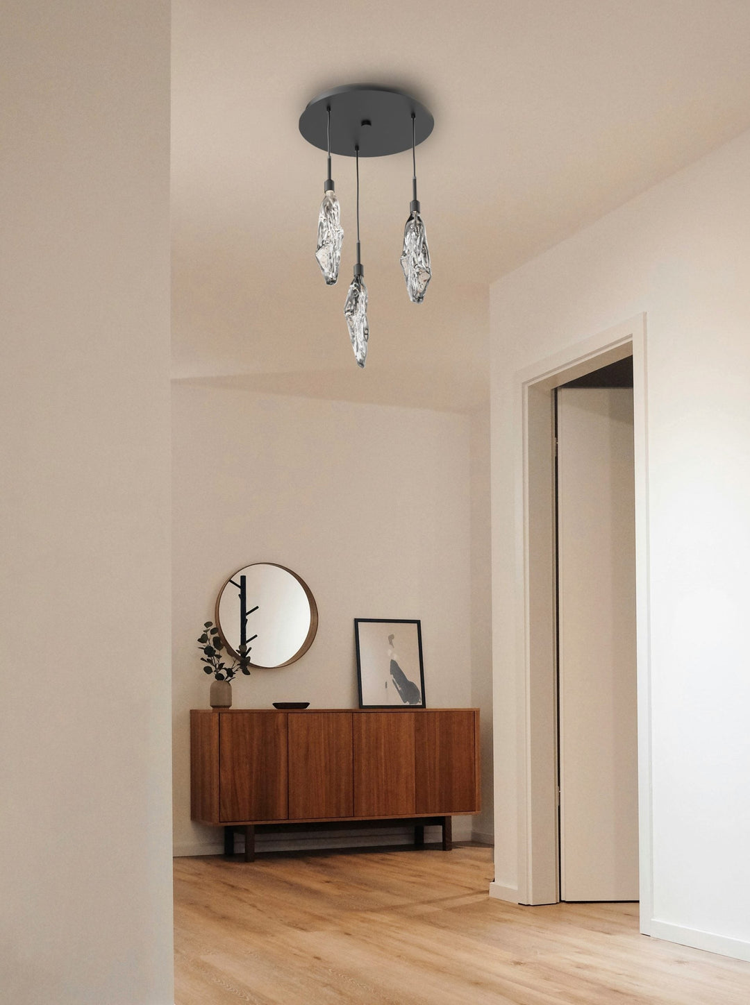 Icefall Round Pendant Chandelier by Hammerton Studio in a styled interior
