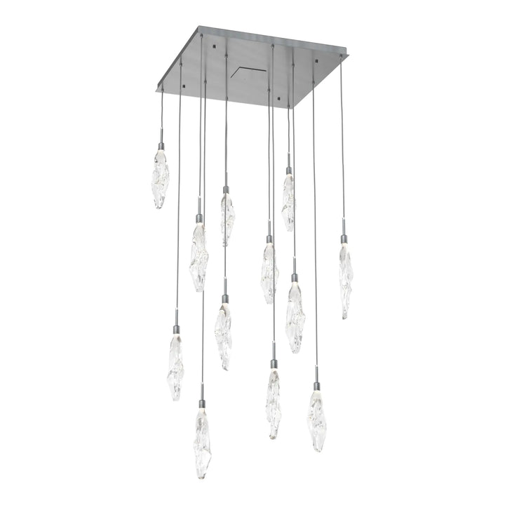 Icefall Square Pendant Chandelier by Hammerton Studio 12 Lights in Gunmetal with Clear glass
