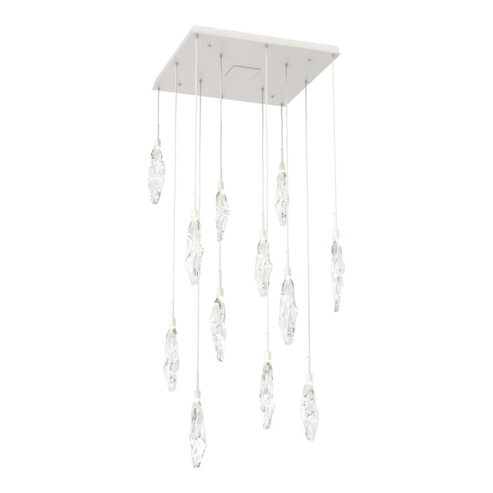 Icefall Square Pendant Chandelier by Hammerton Studio 12 Lights in Salt White with Clear glass