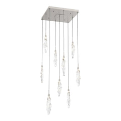 Icefall Square Pendant Chandelier by Hammerton Studio 9 Lights in Beige Silver with Clear glass
