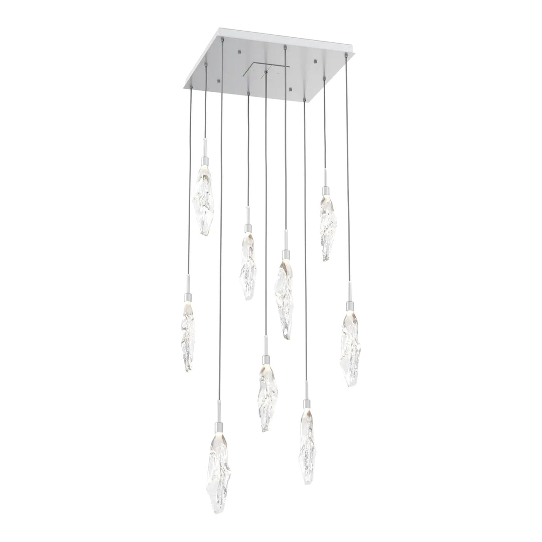 Icefall Square Pendant Chandelier by Hammerton Studio 9 Lights in Classic Silver with Clear glass