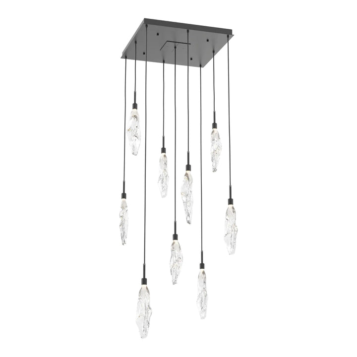 Icefall Square Pendant Chandelier by Hammerton Studio 9 Lights in Matte Black with Clear glass