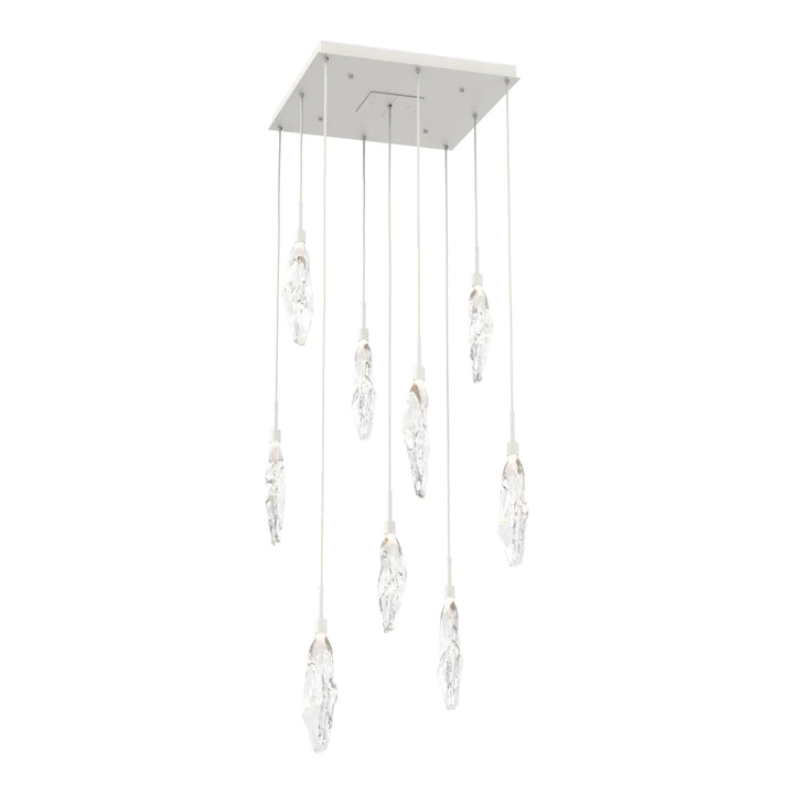 Icefall Square Pendant Chandelier by Hammerton Studio 9 Lights in Salt White with Clear glass