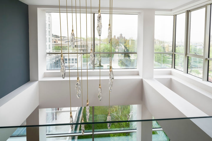 Icefall Square Pendant Chandelier by Hammerton Studio in a styled interior