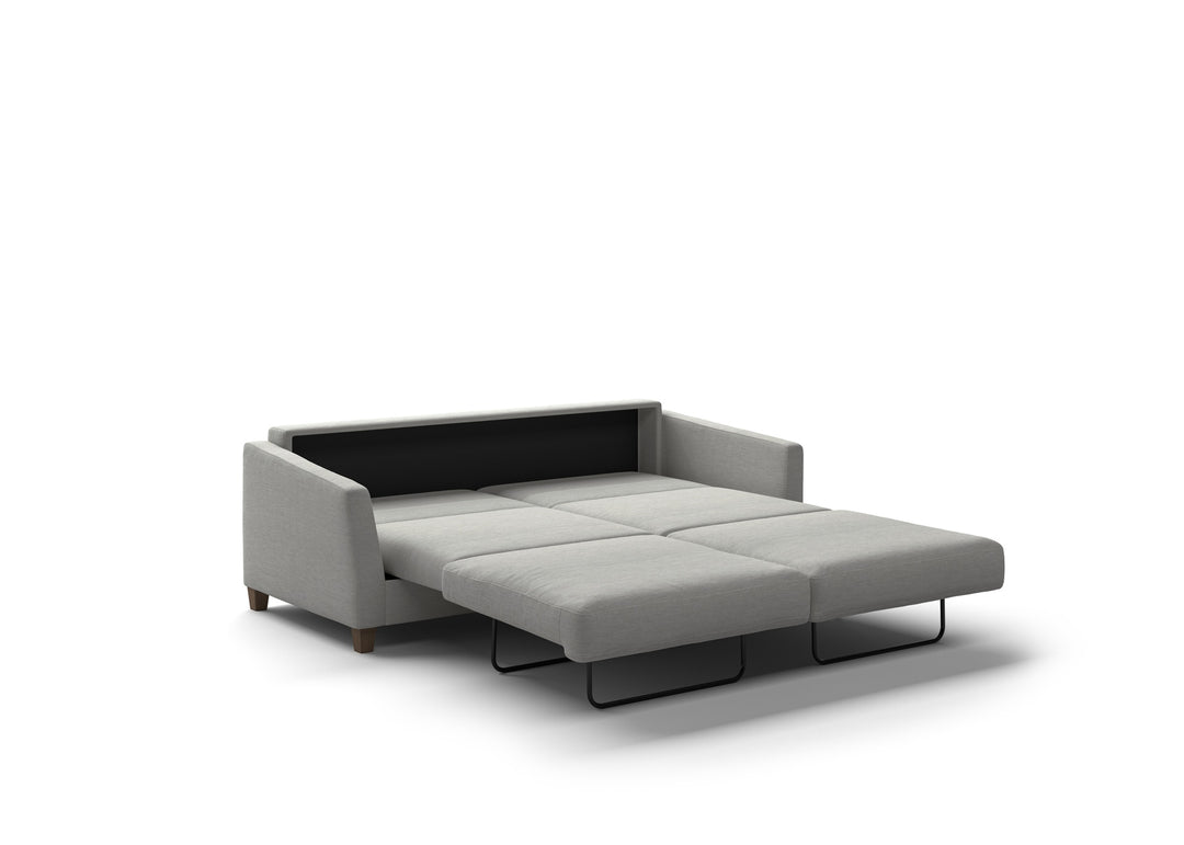 Monika King sleeper opened, Oliver 173, Walnut legs