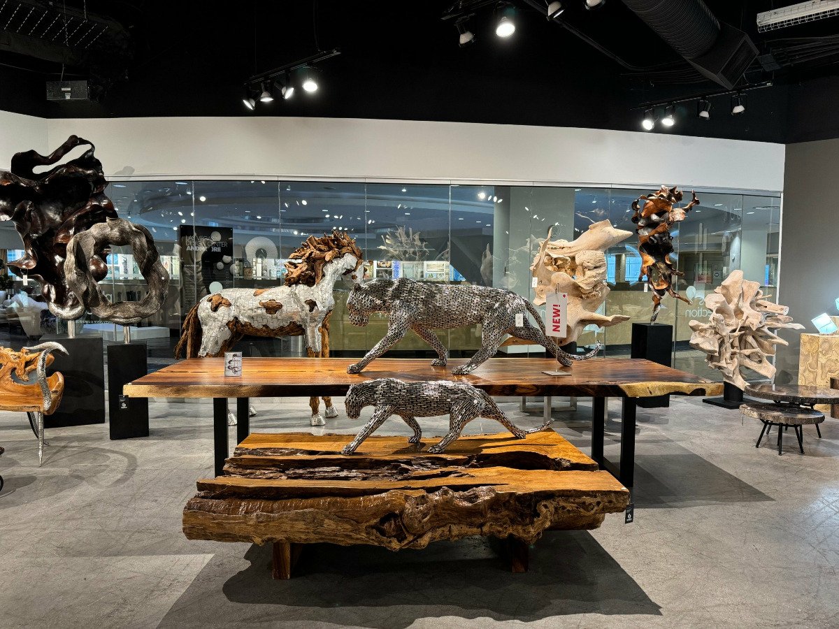 Colossal Cast Stone Sculpture Single Hole, Charcoal Stone Sculptures & Statues Phillips Collection