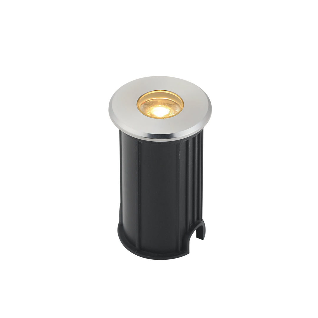 In-Ground 1W LED Landscape Light by ET2 Lighting in Brushed Aluminum, front view
