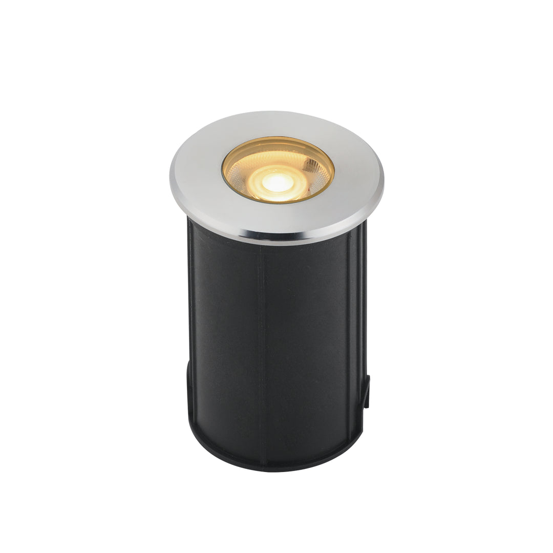 In-Ground 5W LED Landscape Light by ET2 Lighting in Brushed Aluminum, front view