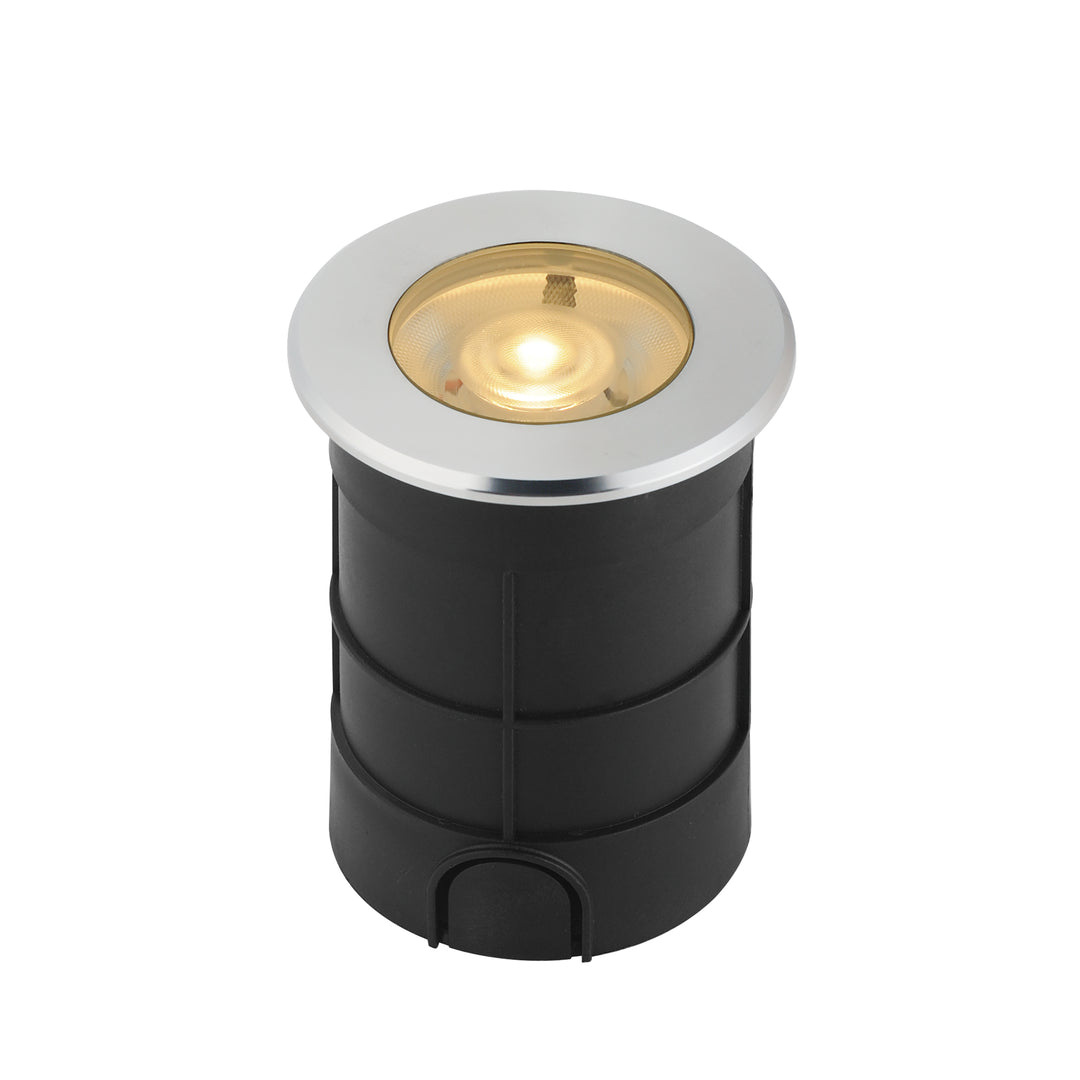 In-Ground 7W LED Landscape Light by ET2 Lighting in Brushed Aluminum, front view