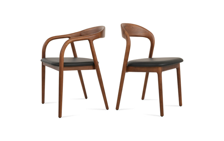 Infinity Dining Chair — shown with Infinity Armchair, solid ash walnut finish
