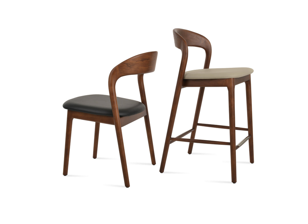 Infinity Dining Chair — shown with Infinity Stool, solid ash walnut finish