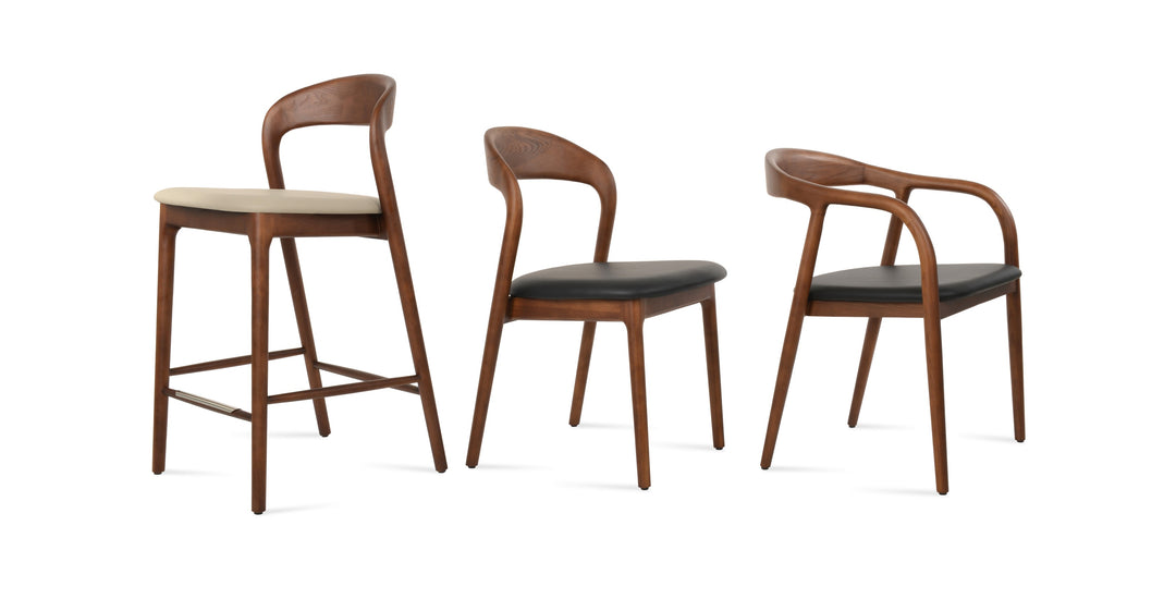 Infinity Dining Chair — shown with Infinity Stool and Infinity Armchair, solid ash walnut finish