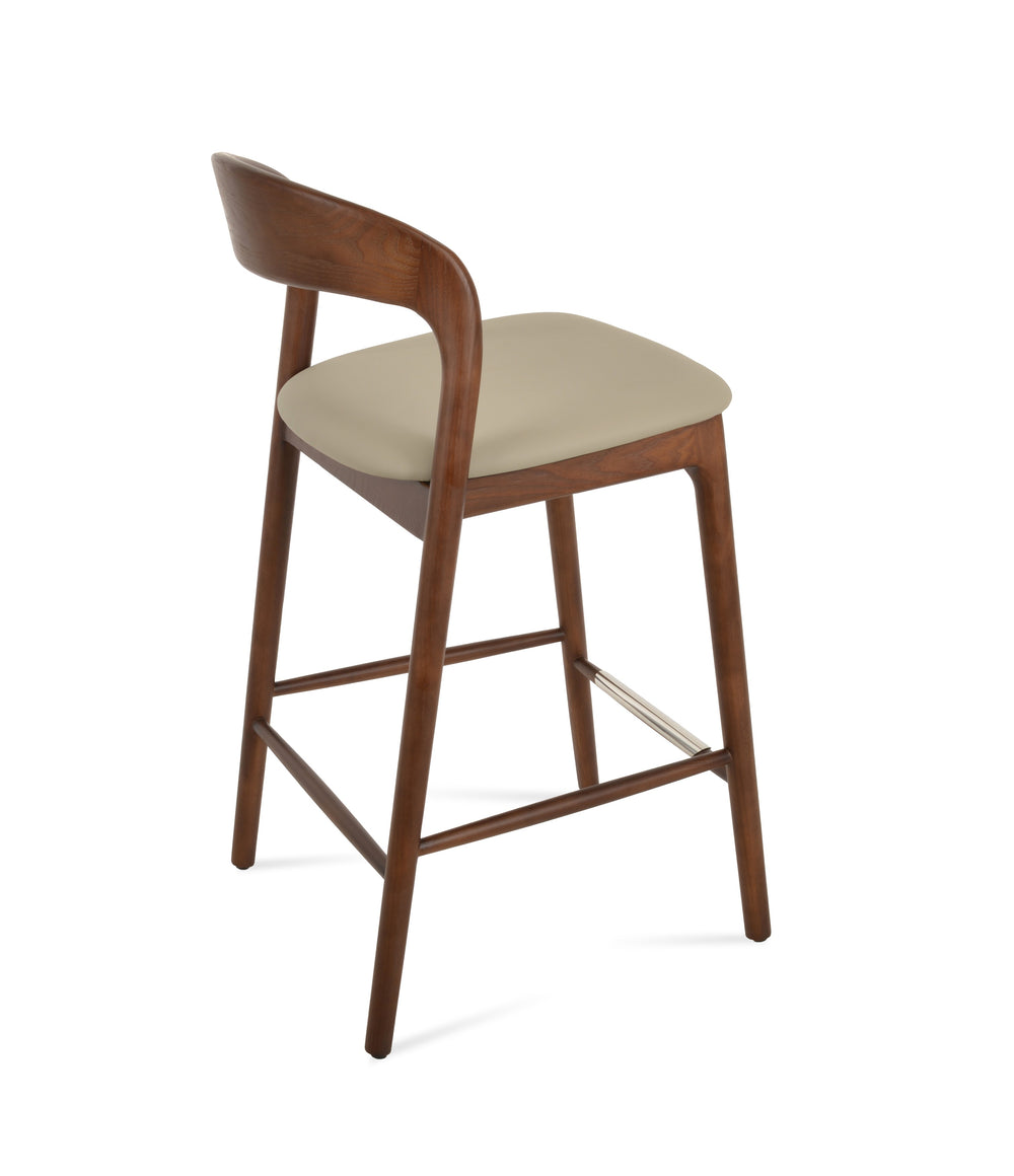 Infinity Stool — bar height, solid ash walnut finish