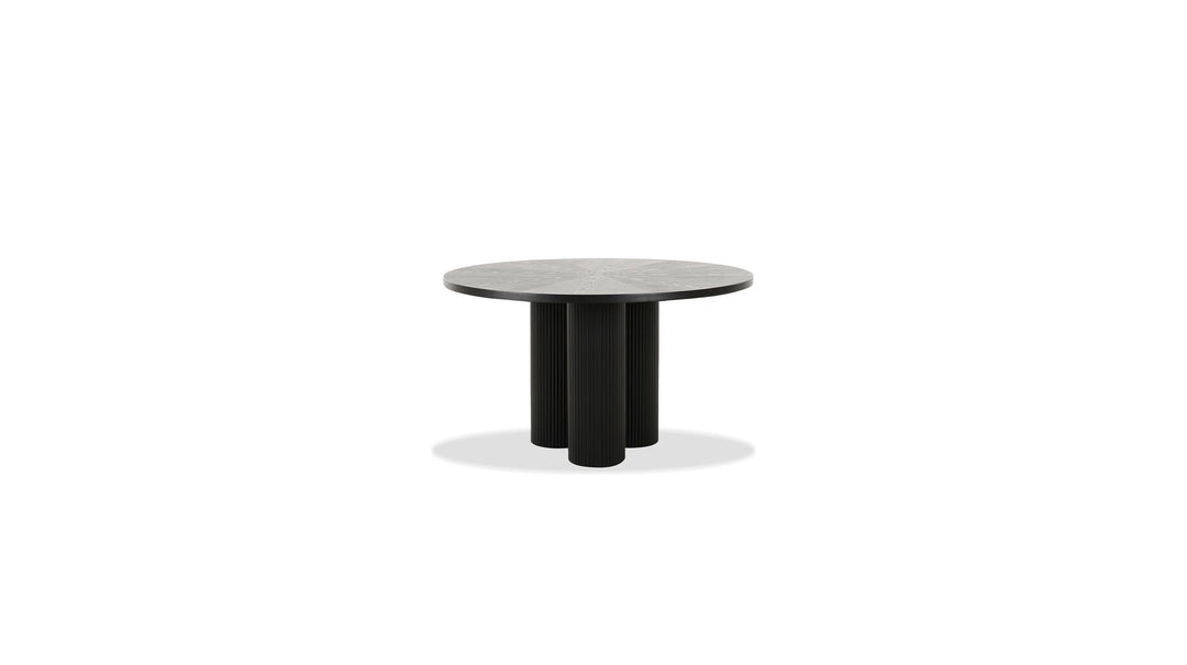 Mobital Ionic 41-inch round dining table in Black on a white background