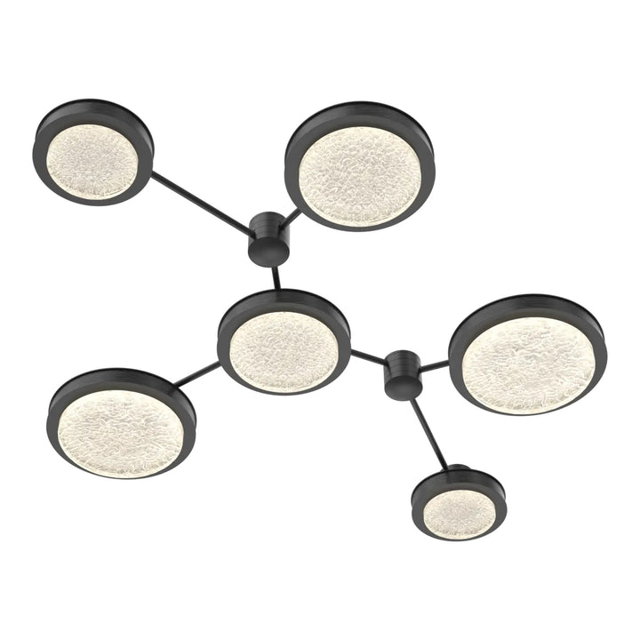 Iris Hub &amp; Spoke by Hammerton Studio – 6 Light Linear in Matte Black with Wood - Dark Oak accent