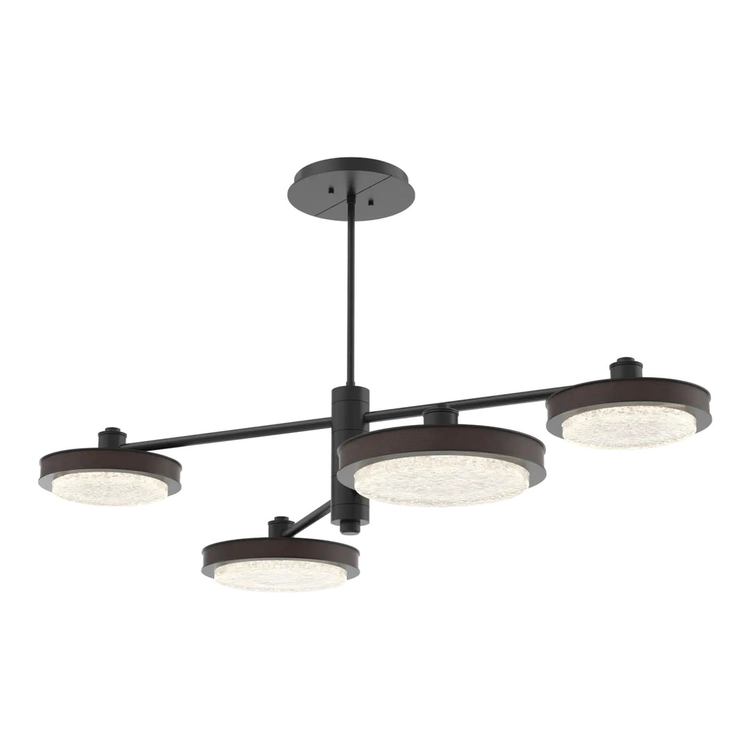 Iris Mobile Chandelier by Hammerton Studio – 4 Lights in Matte Black with Leather - Cocoa accent