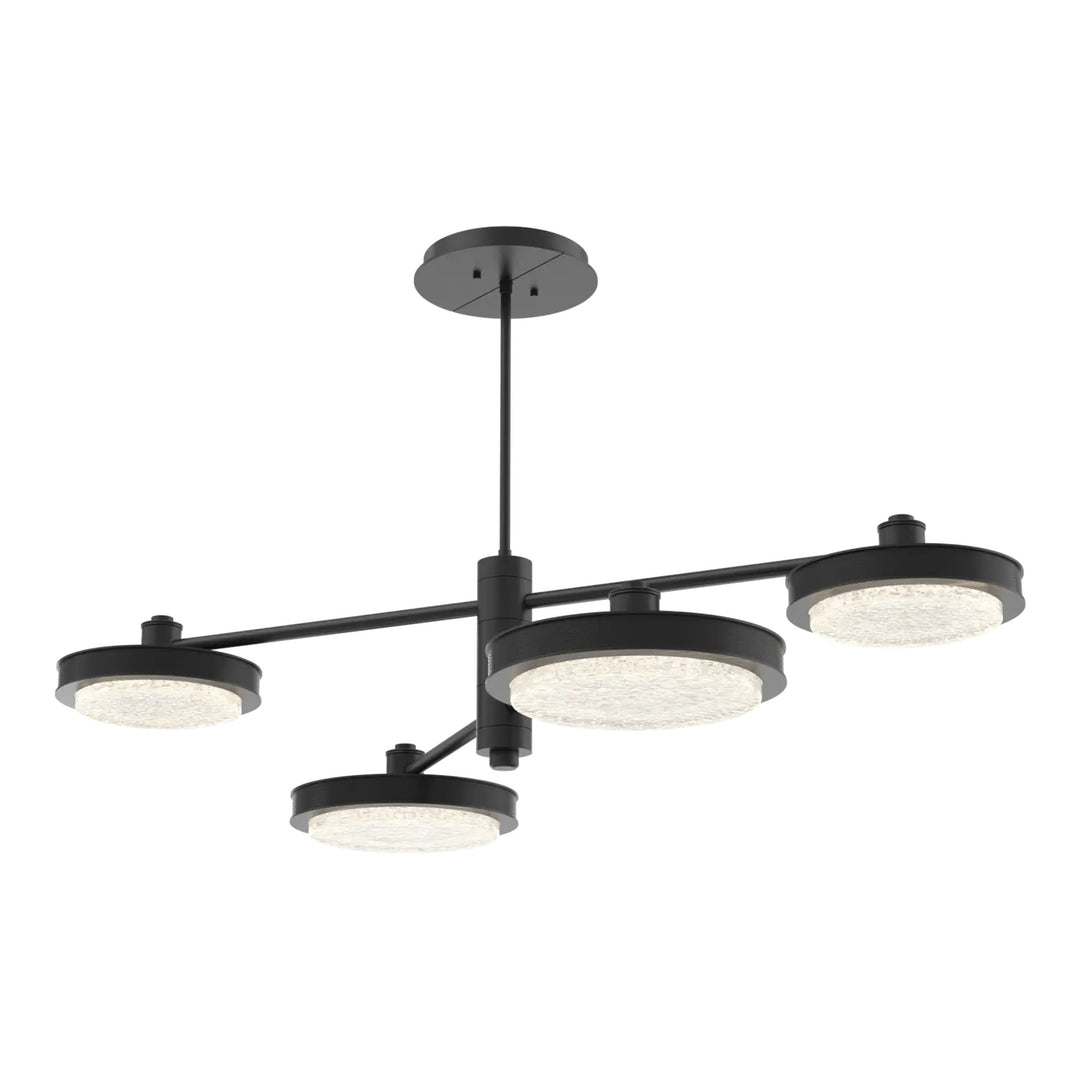 Iris Mobile Chandelier by Hammerton Studio – 4 Lights in Matte Black with Leather - Licorice accent