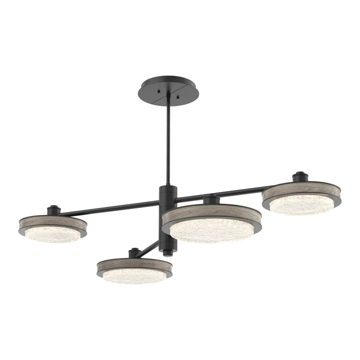 Iris Mobile Chandelier by Hammerton Studio – 4 Lights in Matte Black with Wood - Ash accent