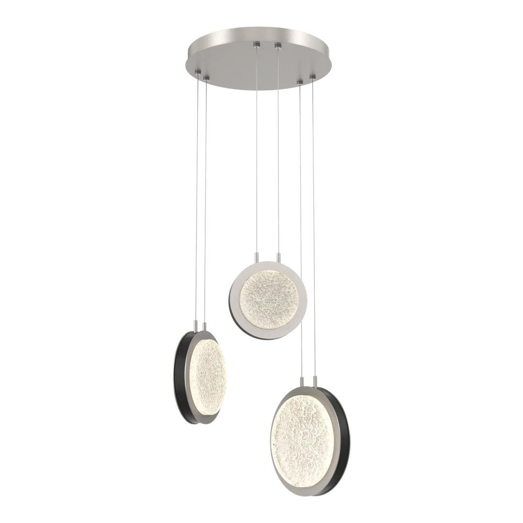 Iris Round Pendant Chandelier by Hammerton Studio – 3 Lights in Beige Silver