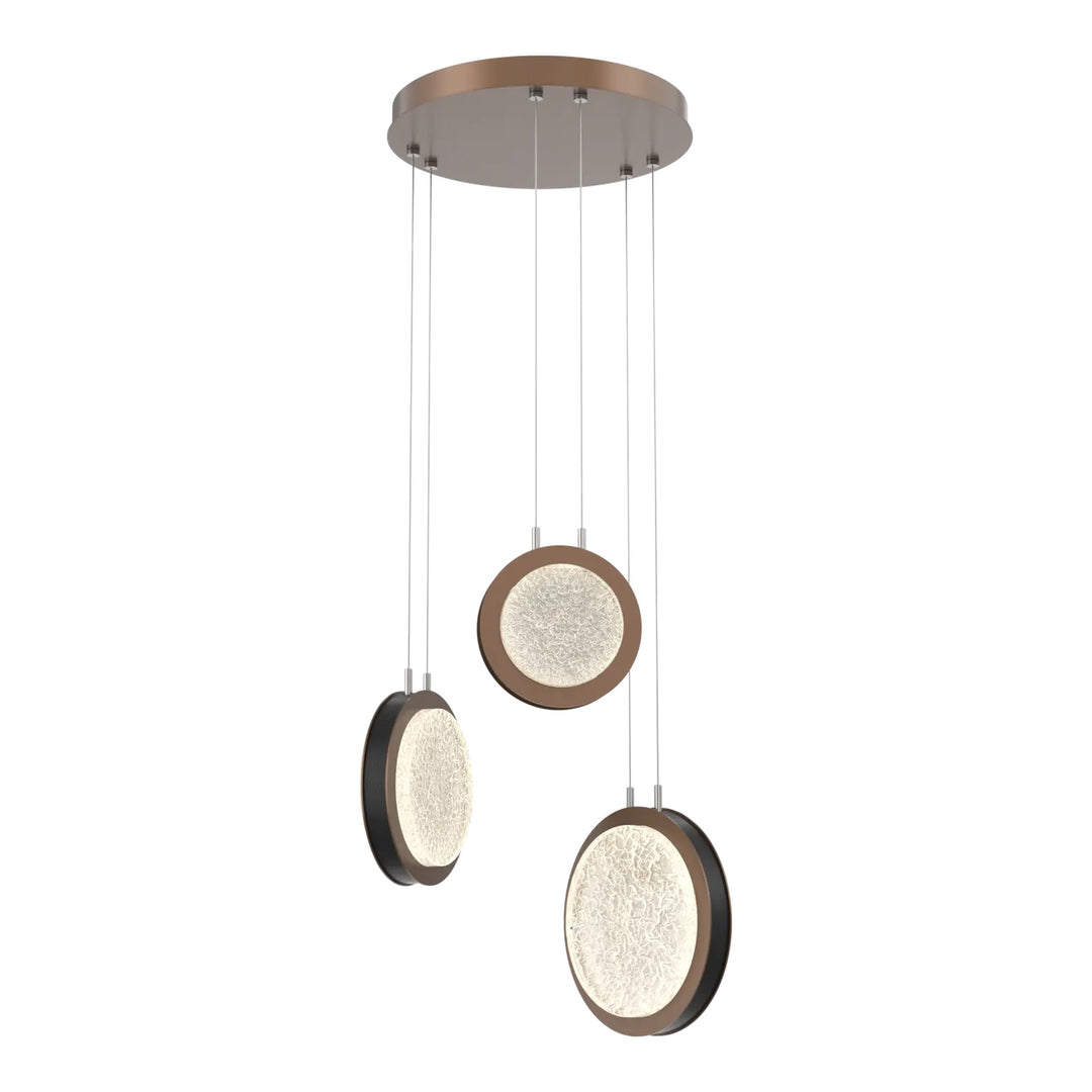 Iris Round Pendant Chandelier by Hammerton Studio – 3 Lights in Burnished Bronze