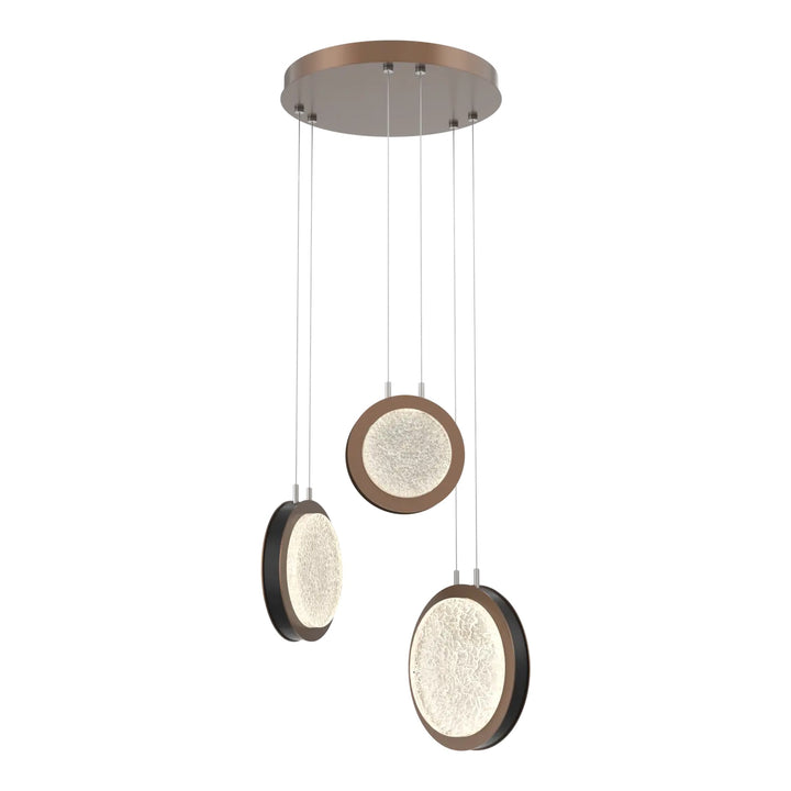 Iris Round Pendant Chandelier by Hammerton Studio – 3 Lights in Burnished Bronze