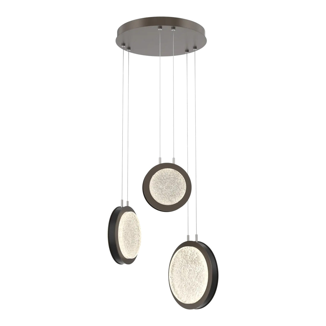 Iris Round Pendant Chandelier by Hammerton Studio – 3 Lights in Flat Bronze