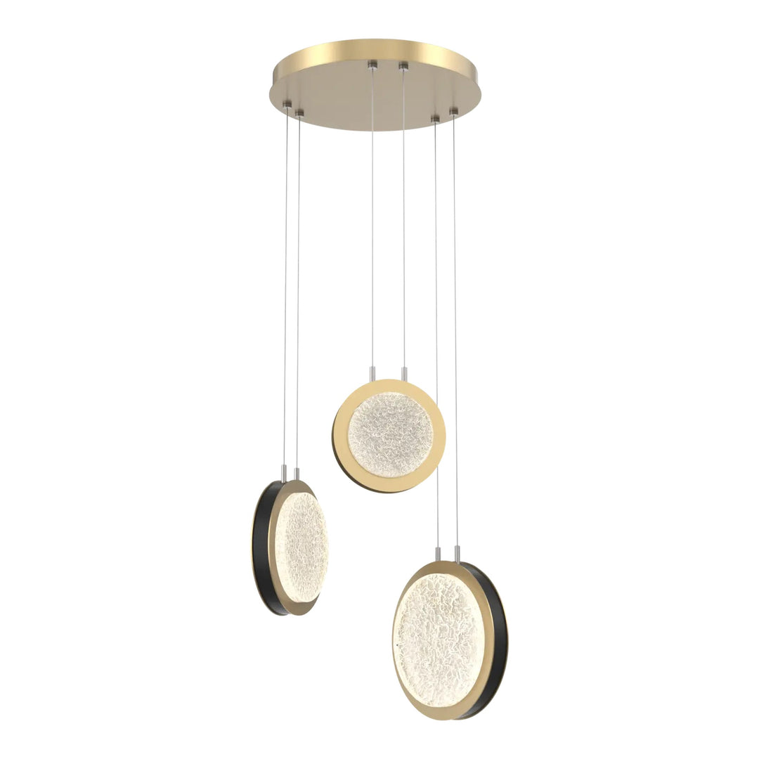 Iris Round Pendant Chandelier by Hammerton Studio – 3 Lights in Gilded Brass