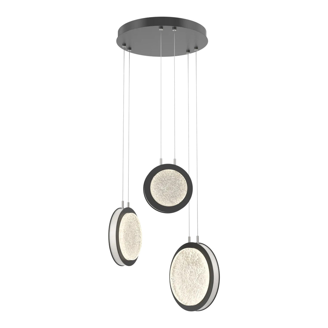 Iris Round Pendant Chandelier by Hammerton Studio – 3 Lights in Matte Black with Salt White accent