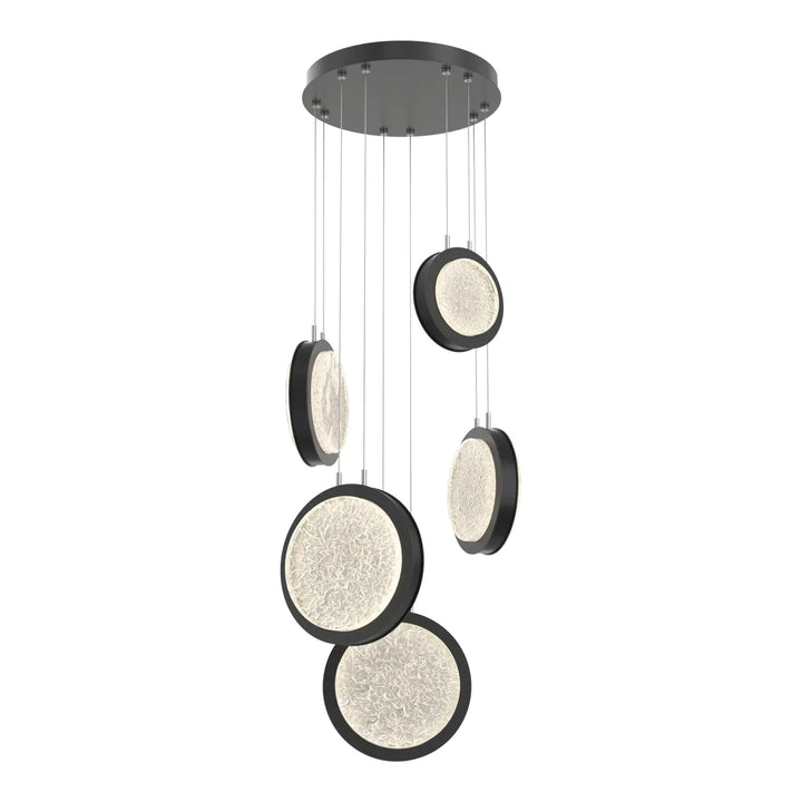 Iris Round Pendant Chandelier by Hammerton Studio – 5 Lights in Matte Black