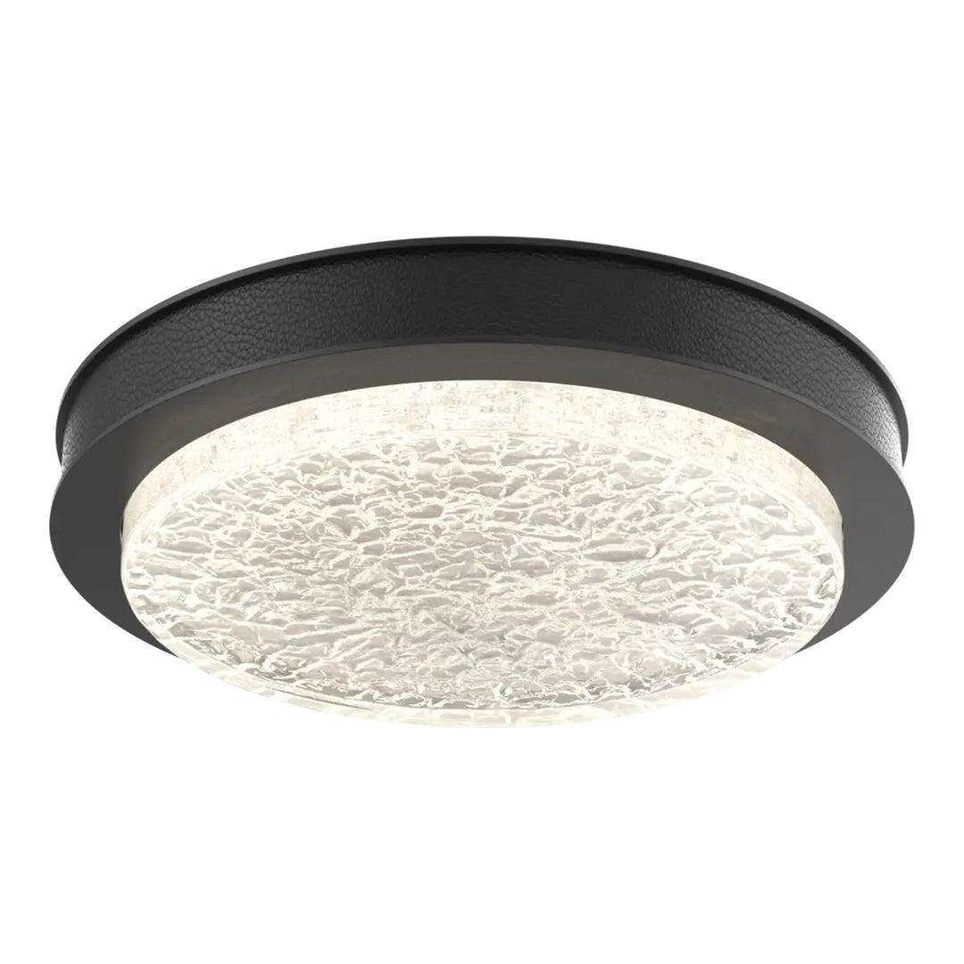 Iris Single Glass Sconce &amp; Flush Mount by Hammerton Studio in Matte Black with Leather - Licorice accent