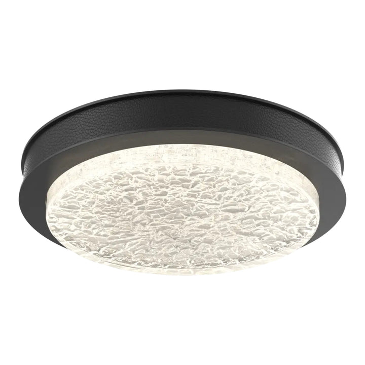 Iris Single Glass Sconce &amp; Flush Mount by Hammerton Studio in Matte Black with Leather - Licorice accent