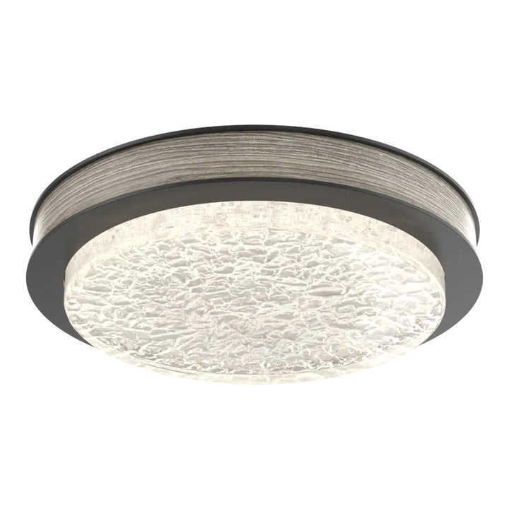Iris Single Glass Sconce &amp; Flush Mount by Hammerton Studio in Matte Black with Wood - Ash accent