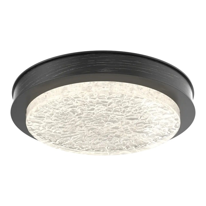 Iris Single Glass Sconce &amp; Flush Mount by Hammerton Studio in Matte Black with Wood - Dark Oak accent