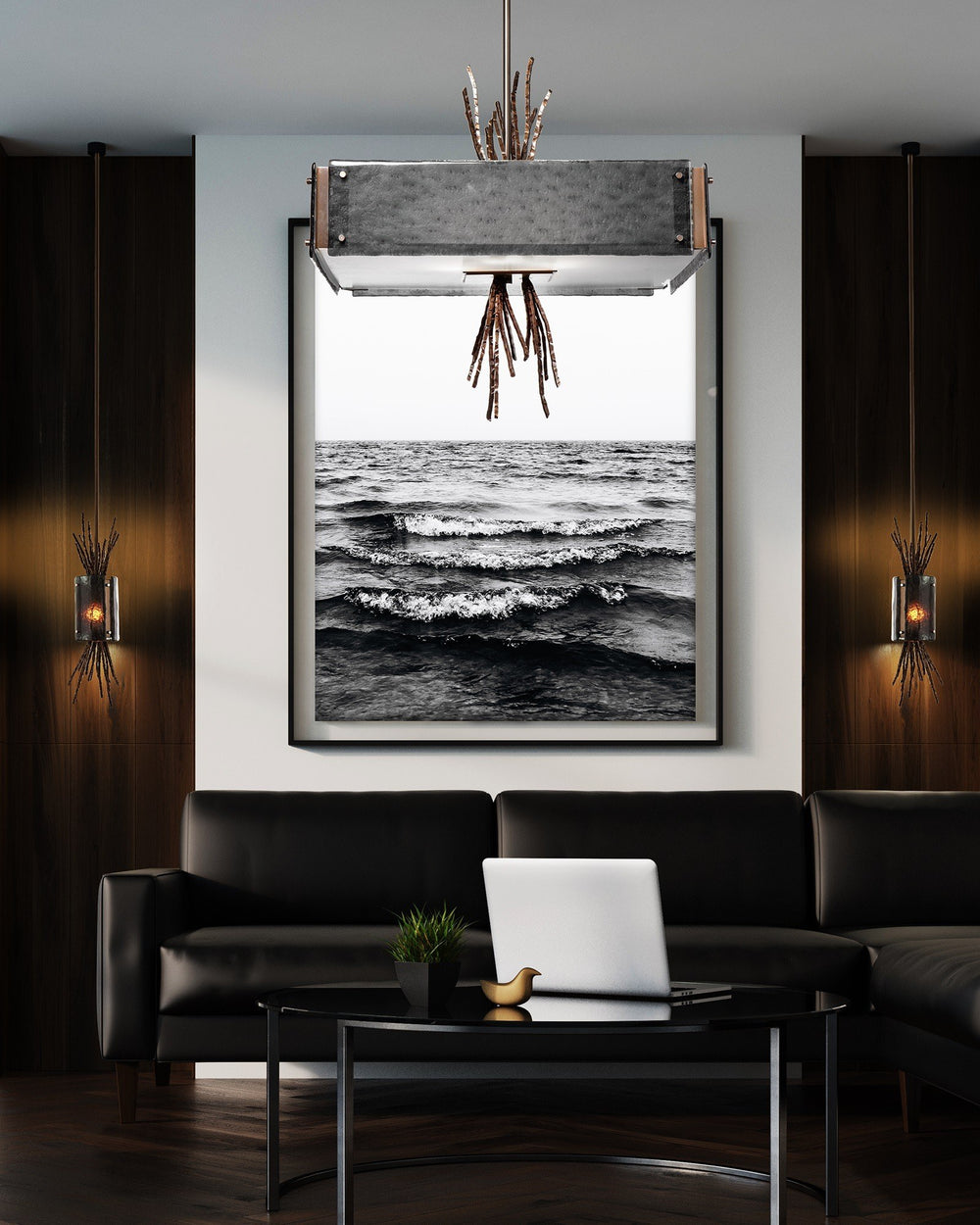 Ironwood Square Chandelier by Hammerton Studio in a styled interior