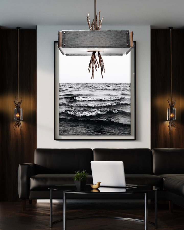 Ironwood Square Chandelier by Hammerton Studio in a styled interior