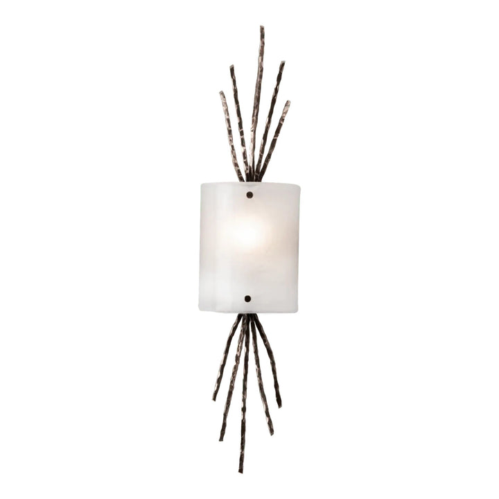 Ironwood Thistle Sconce by Hammerton Studio in Matte Black with Frosted Granite glass