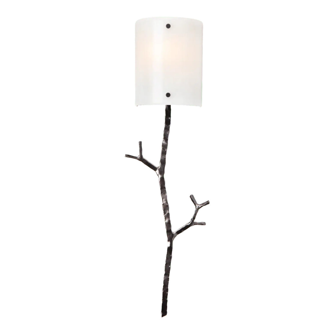 Ironwood Twig Sconce by Hammerton Studio in Matte Black with Ivory Wisp glass
