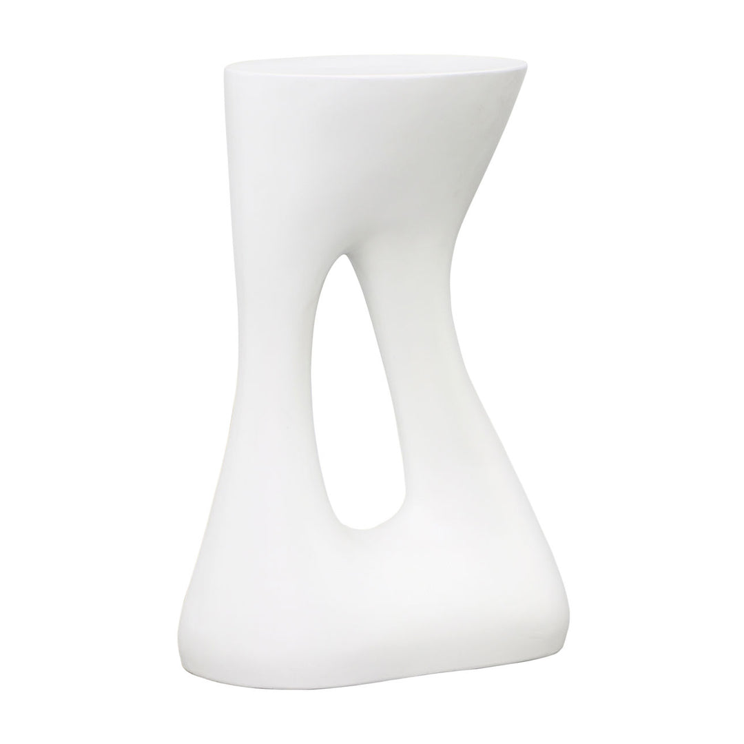 Isla White Outdoor Side Table, three-quarter studio view