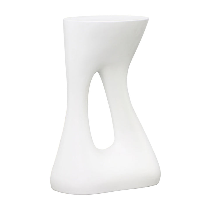 Isla White Outdoor Side Table, three-quarter studio view