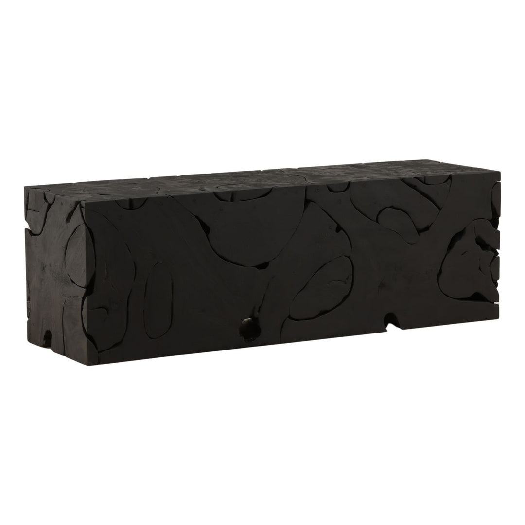 Brixton Teak Bench, Black, three-quarter studio view