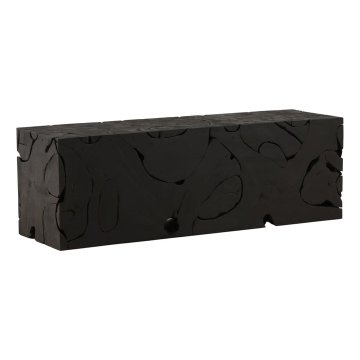 Brixton Teak Bench, Black, three-quarter studio view