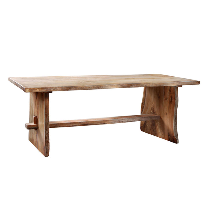 Talon Solid Teak Live Edge Dining Table, 86.5-inch, three-quarter studio view
