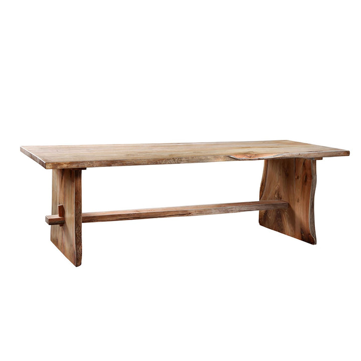 Talon Solid Teak Live Edge Dining Table, 110-inch, three-quarter studio view