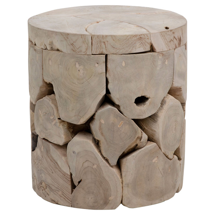 Brixton Bleached Teak Side Table, three-quarter studio view