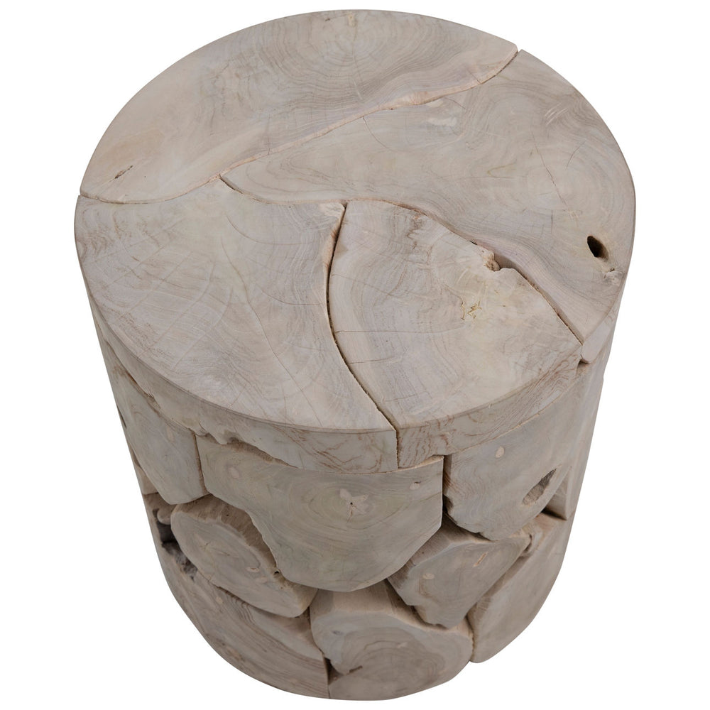 Brixton Bleached Teak Side Table, overhead view