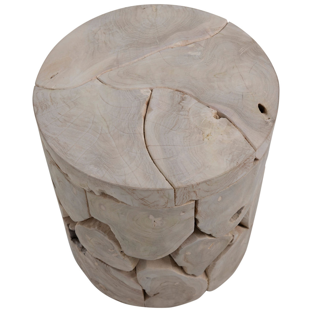 Brixton Bleached Teak Side Table, overhead view