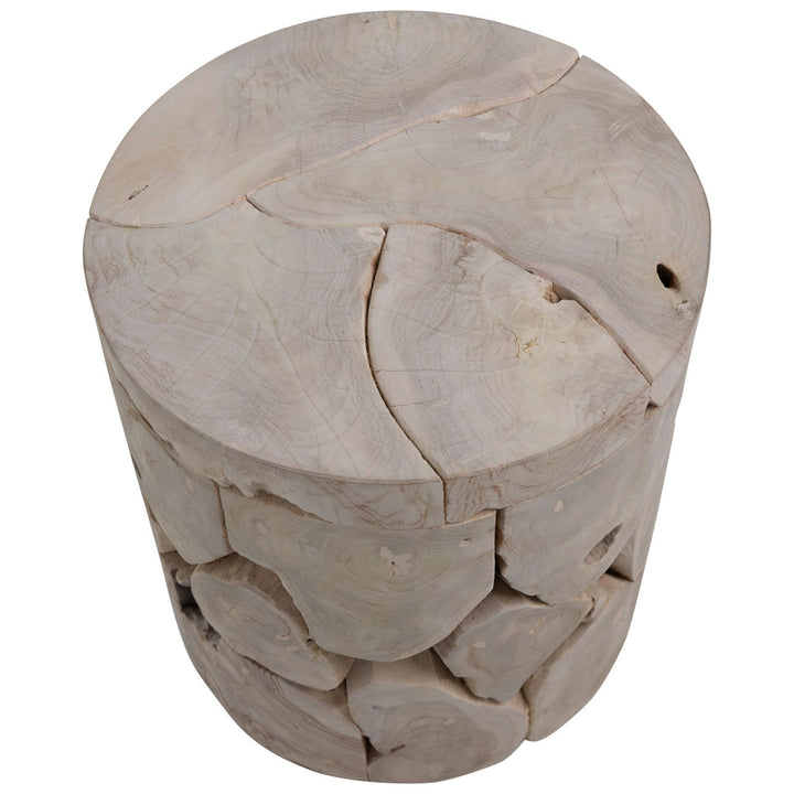 Brixton Bleached Teak Side Table, overhead view