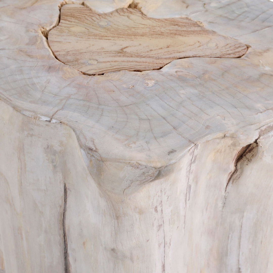 Greta Bleached Teak Side Table, detail 1 view