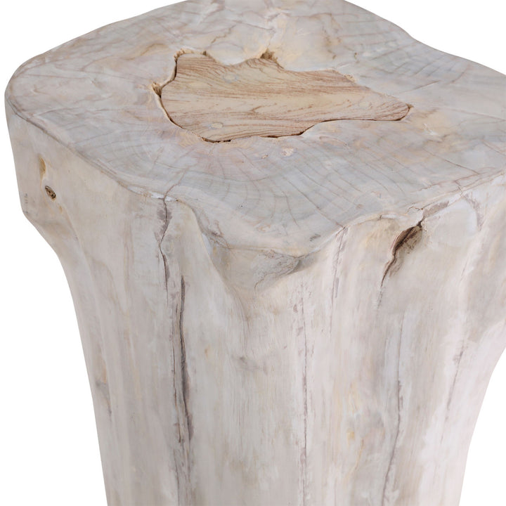 Greta Bleached Teak Side Table, detail 2 view